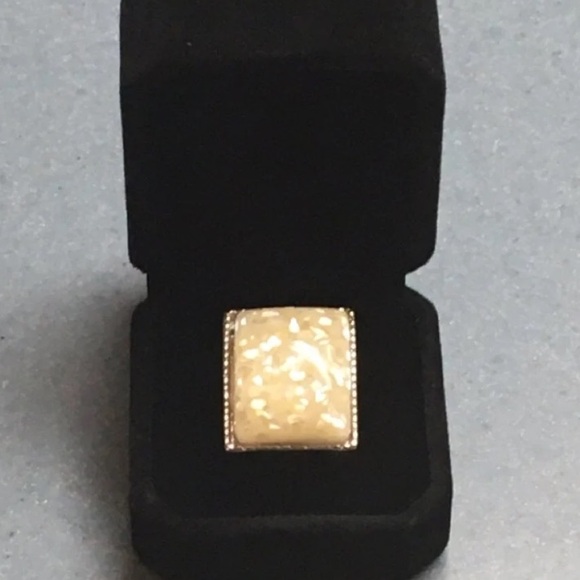 Vintage Estate Emerald Cabochon Genuine Natural Fire Agate Statement Ring - Picture 8 of 12